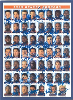 1998 Denver Broncos Team Signed 12x16 Poster With 43 Signatures Including Elway, Davis & Sharpe (Beckett)